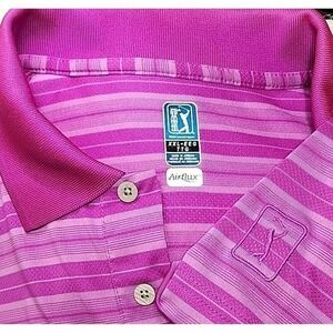 PGA Tour XXL Golf‎ Polo Shirt Airflux Striped Purple Pink Performance  xx Large